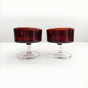 Vtg Red Sparkling Wine Bowls Red Laminarc Made In France Dessert Bowls